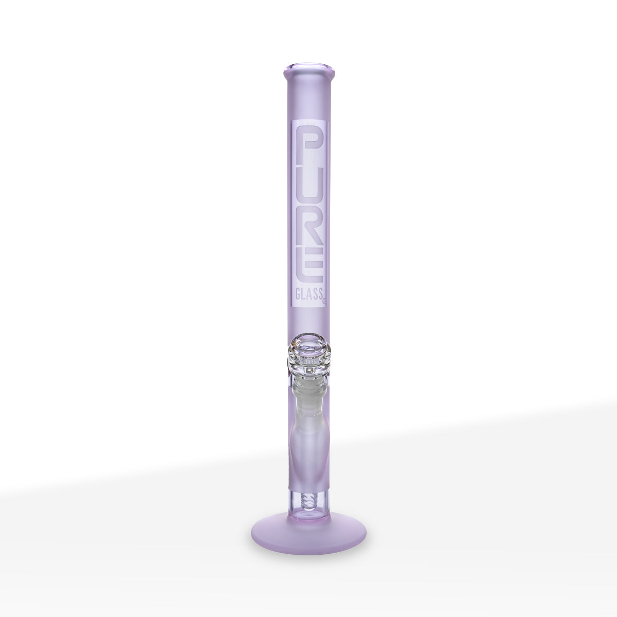 PURE Glass | Classic Straight Water Pipe | 14" - 14mm - Purple Frost