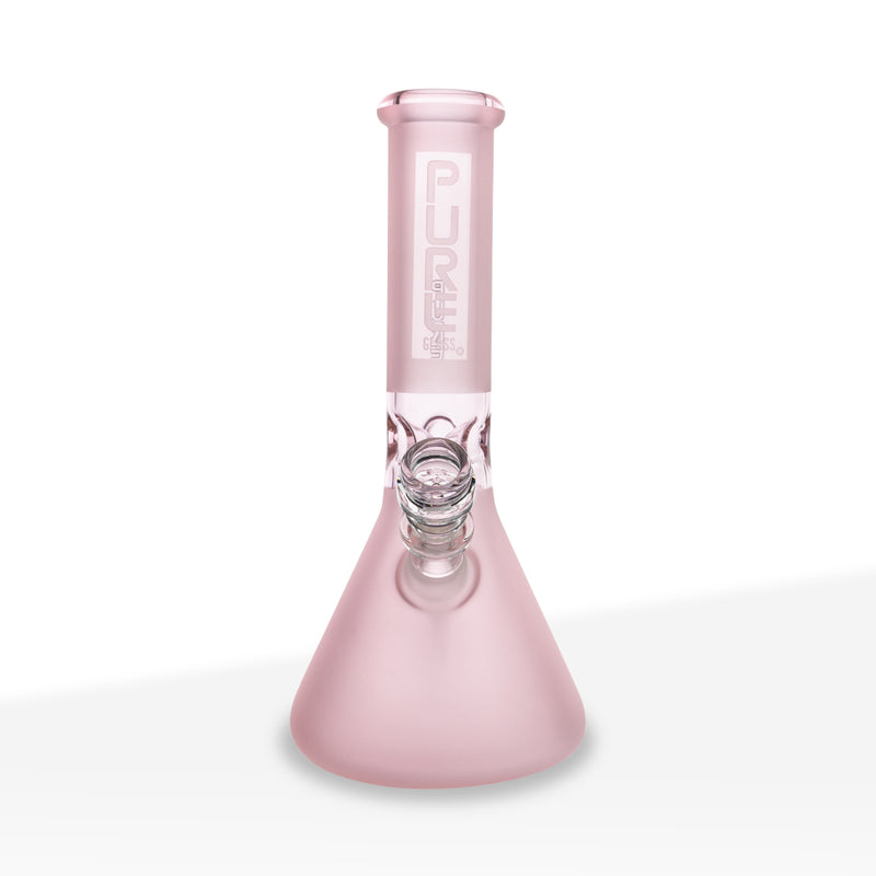 PURE Glass | Classic Beaker Water Pipe | 12" - 14mm - Various Colors Glass Bong Pure Glass Pink Frost