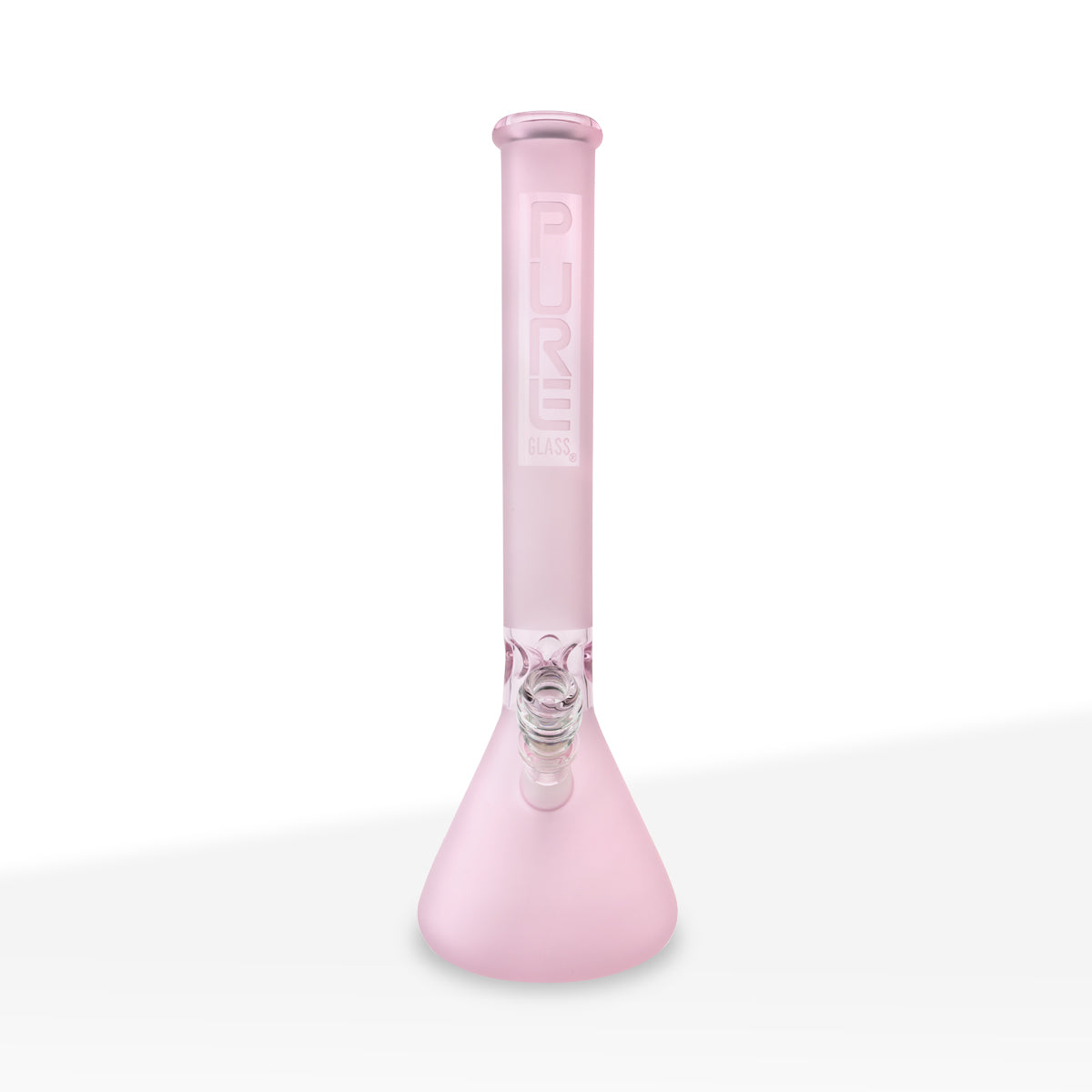 PURE Glass | Classic Beaker Water Pipe | 18" - 14mm - Various Colors Glass Bong Pure Glass Pink Frost