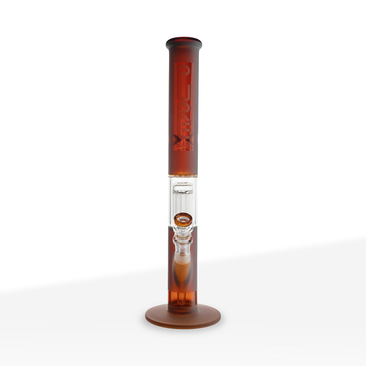 Pure Glass | 10-Arm Tree Percolator + Splash Guard Straight Water Pipe | 18" - 14mm - Various Colors Glass Bong Pure Glass Amber Frost