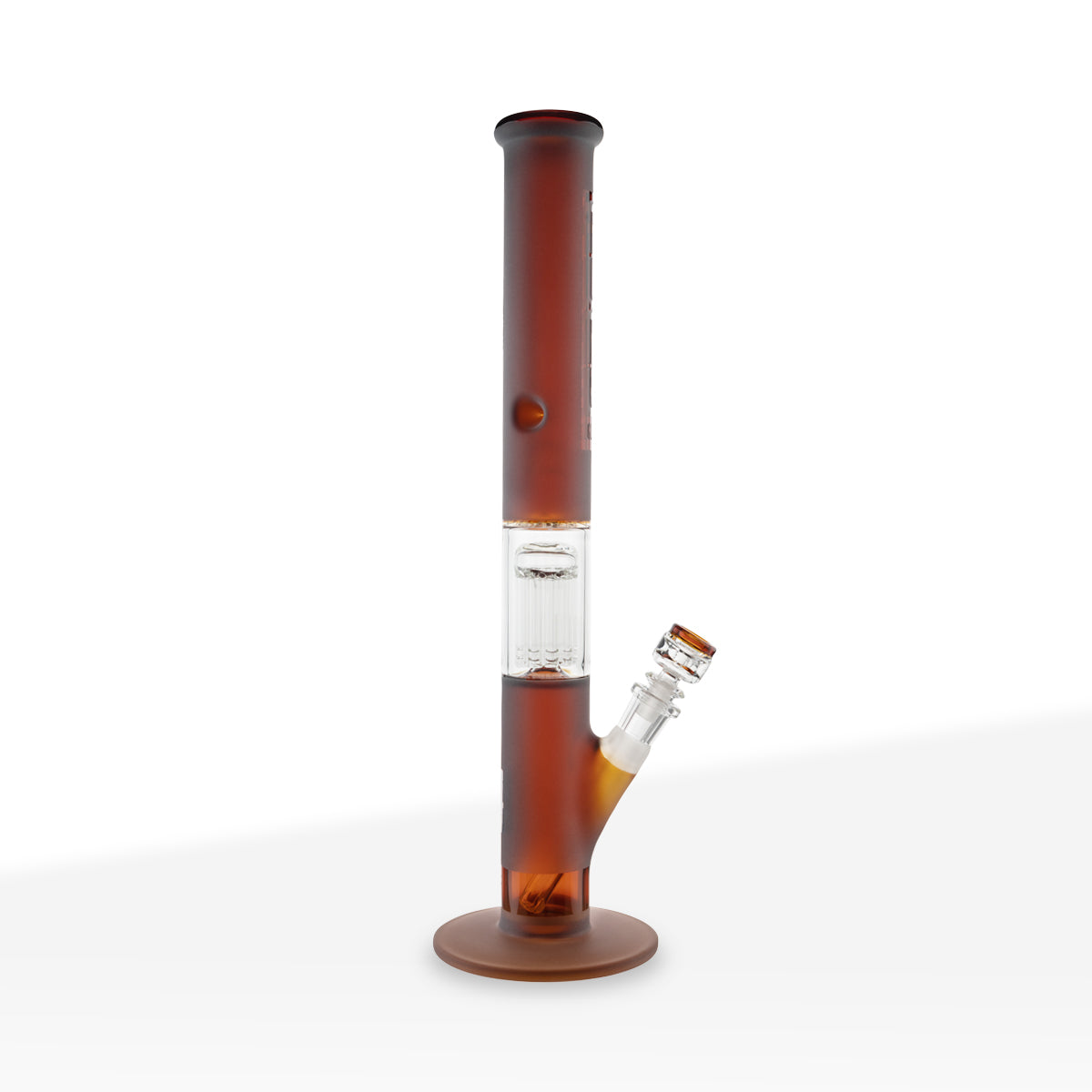 Pure Glass | 10-Arm Tree Percolator + Splash Guard Straight Water Pipe | 18" - 14mm - Various Colors Glass Bong Pure Glass Amber Frost