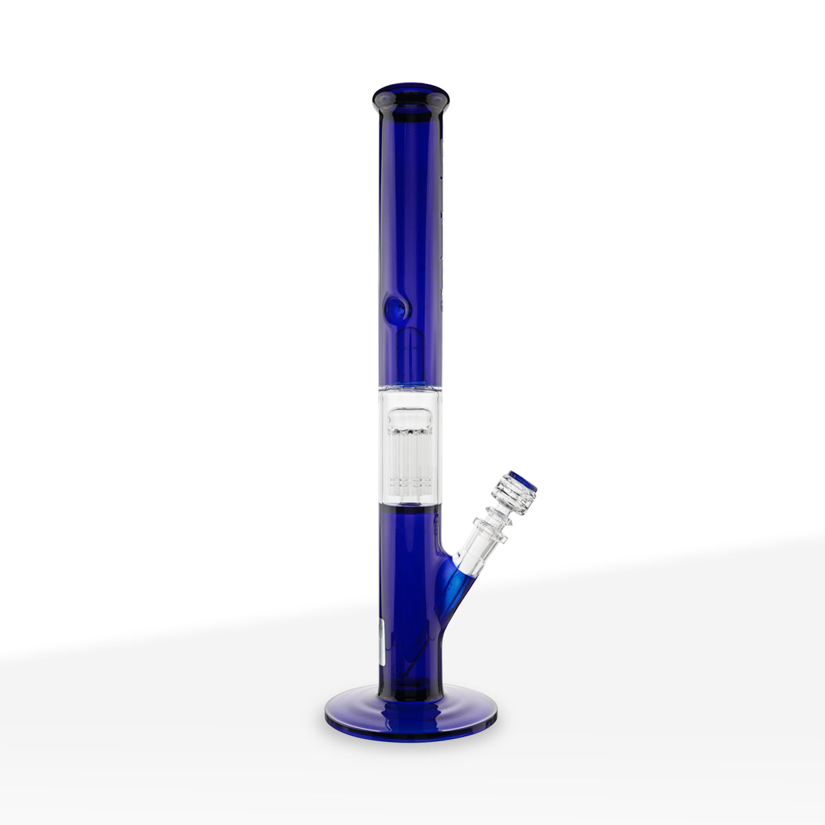 Pure Glass | 10-Arm Tree Percolator + Splash Guard Straight Water Pipe | 18" - 14mm - Various Colors Glass Bong Pure Glass Blue