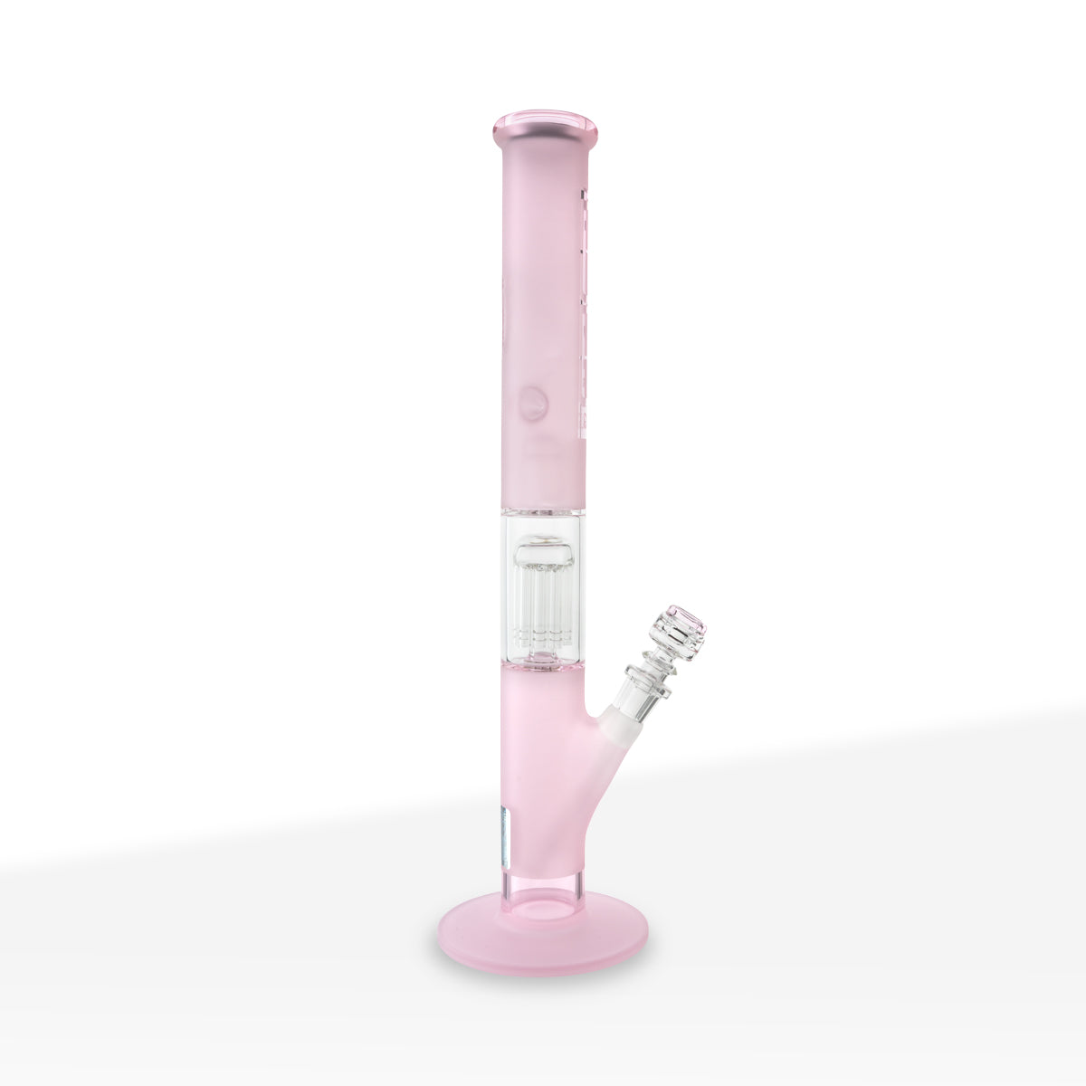 Pure Glass | 10-Arm Tree Percolator + Splash Guard Straight Water Pipe | 18" - 14mm - Various Colors Glass Bong Pure Glass Pink Frost