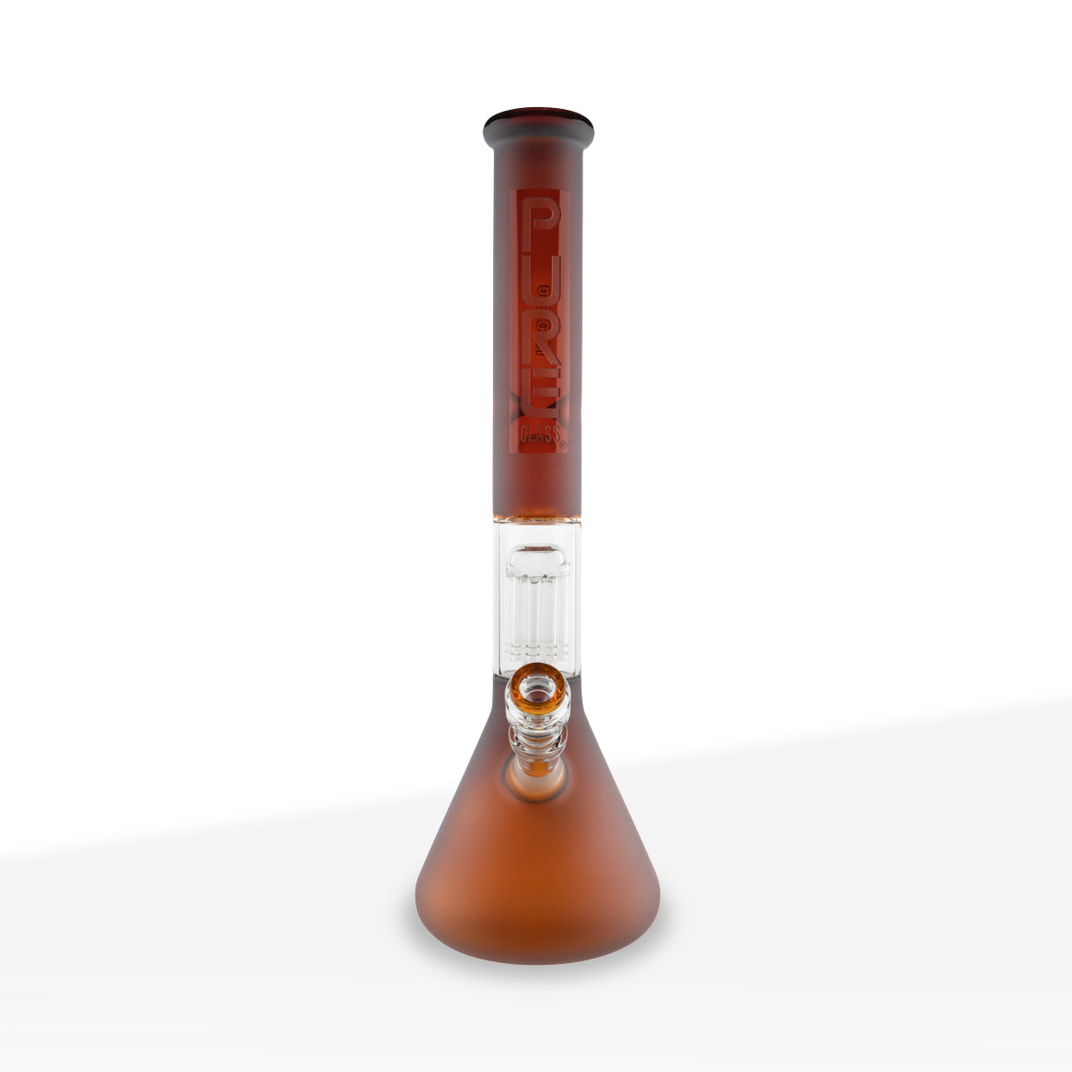 Pure Glass | 10-Arm Tree Percolator + Splash Guard Beaker Water Pipe | 18" - 14mm - Various Colors