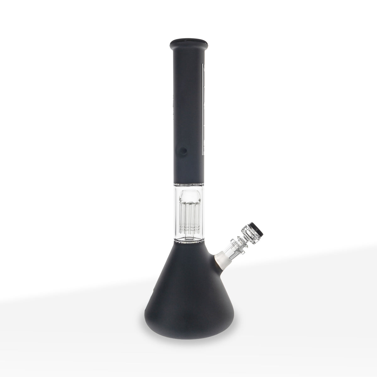 Pure Glass | 10-Arm Tree Percolator + Splash Guard Beaker Water Pipe | 18" - 14mm - Frost Black