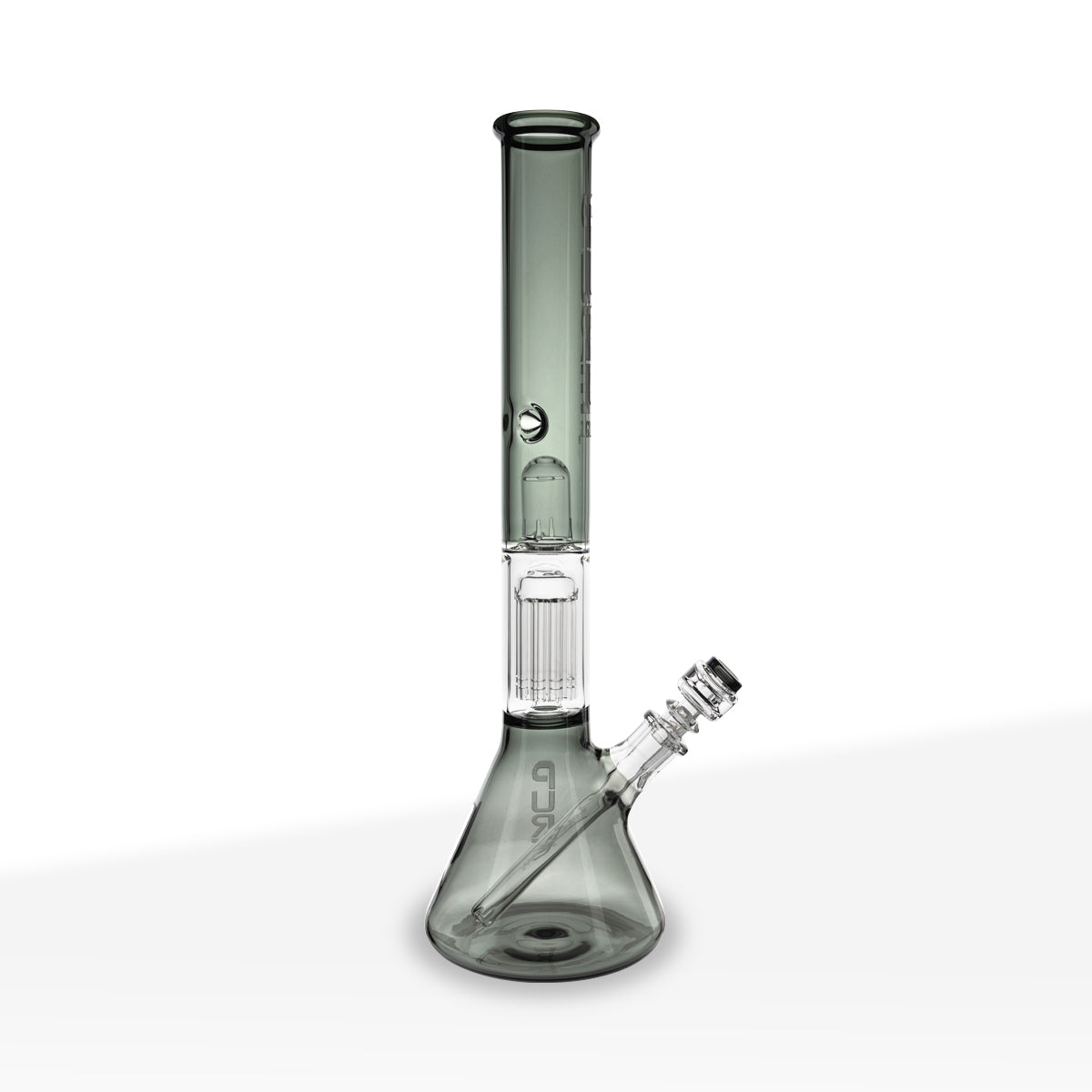 Pure Glass | 10-Arm Tree Percolator + Splash Guard Beaker Water Pipe | 18" - 14mm - Smoke Black