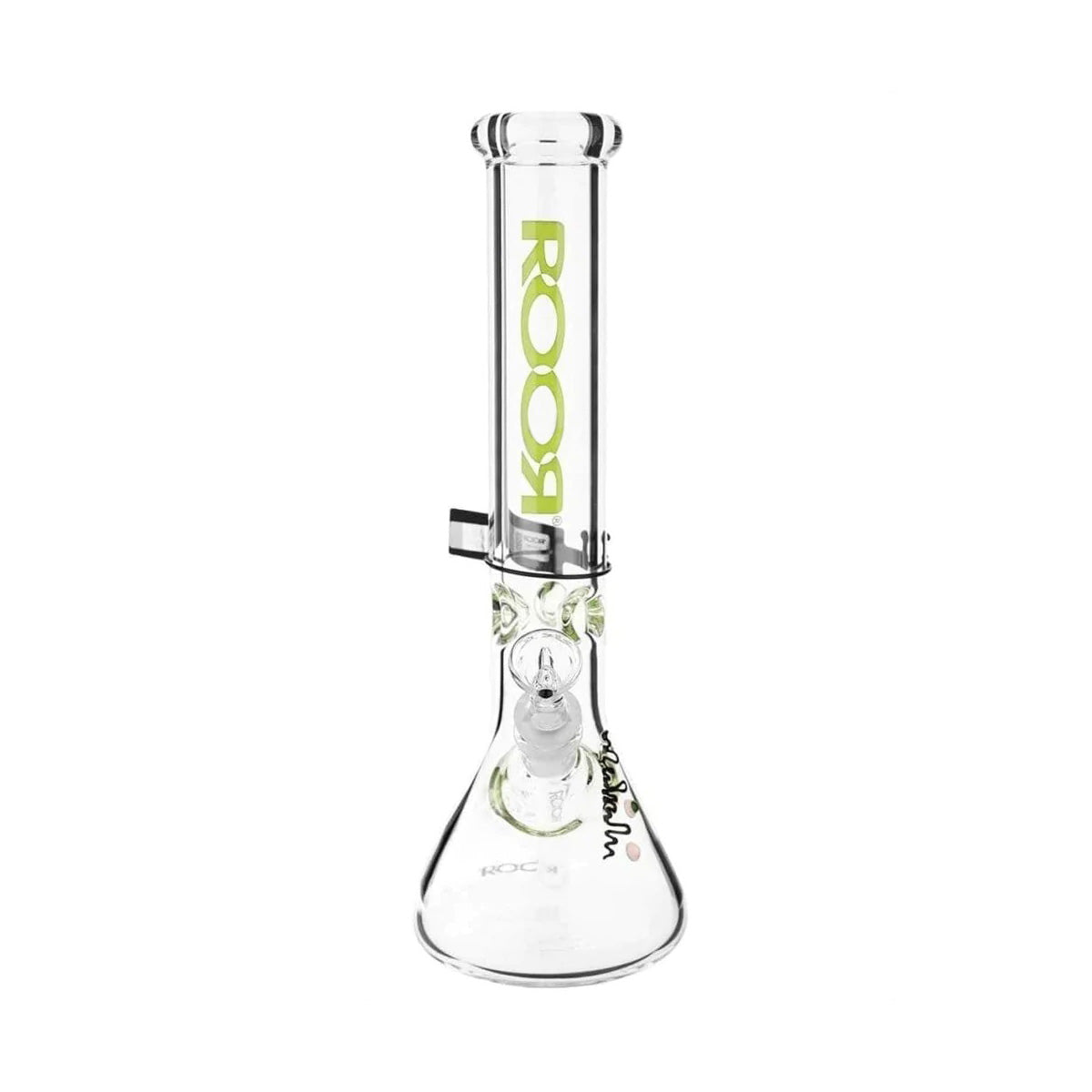 RooR® | Classic Beaker Water Pipe | 14" - 14mm - Neon Green Logo