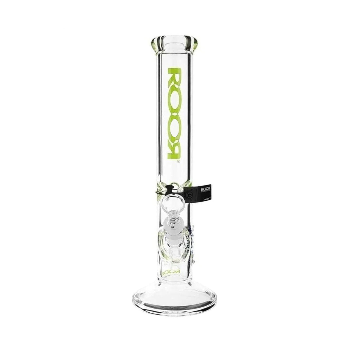 RooR® | Classic Straight Water Pipe | 14" - 14mm - Neon Green Logo