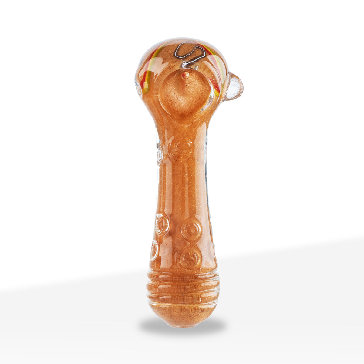 Hand Pipe | Marble Spoon with Rasta Stripes | 4" - Glass - Assorted Colors - Biohazard Inc - Brown