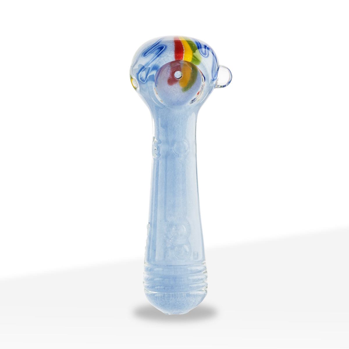 Hand Pipe | Marble Spoon with Rasta Stripes | 4" - Glass - Assorted Colors - Biohazard Inc - Powder Blue - Periwinkle 