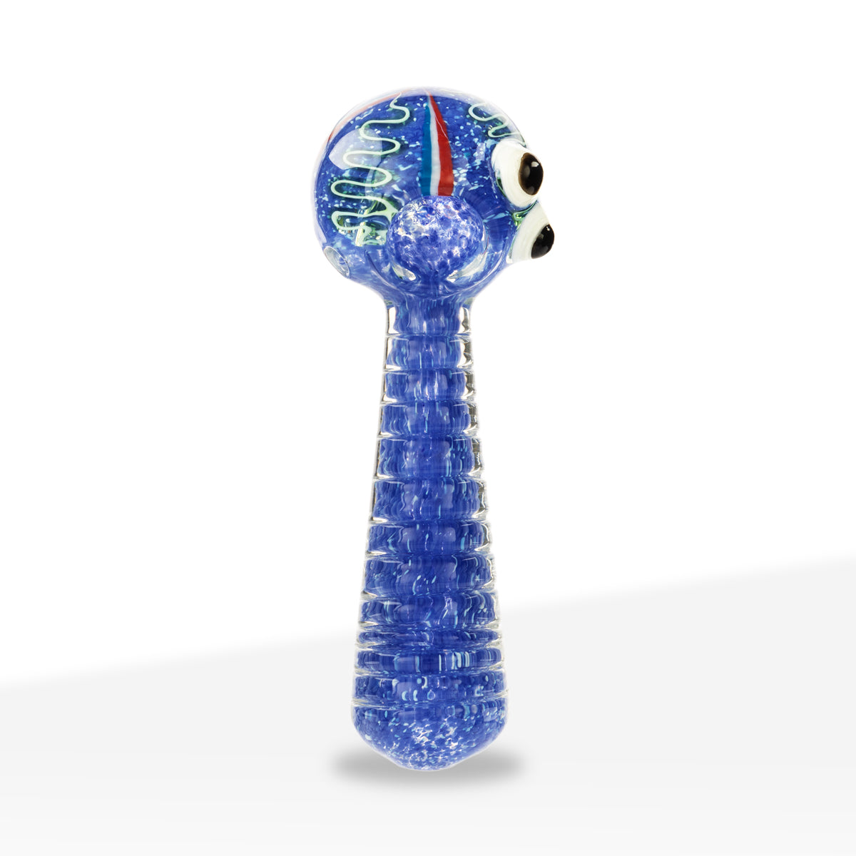 Hand Pipe | Classic Glass Spoon Heavy Frit w/ Dichro Hand Pipe | 4" - Glass - Assorted Colors - Biohazard Inc - Indigo Purple