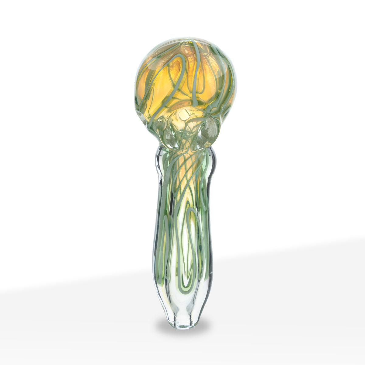 Hand Pipe | Classic Glass Spoon Multi Colored Hand Pipe w/ Swirl | 3" - Glass - Blue