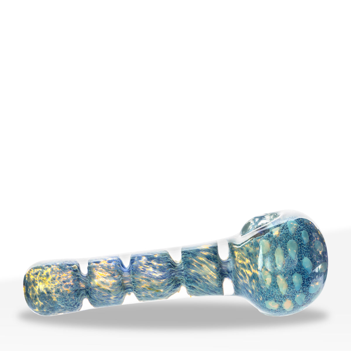 Hand Pipe | Heavy Fumed Hand Pipe w/ Frit | 4" - Glass - Assorted Colors - Biohazard Inc - Blue