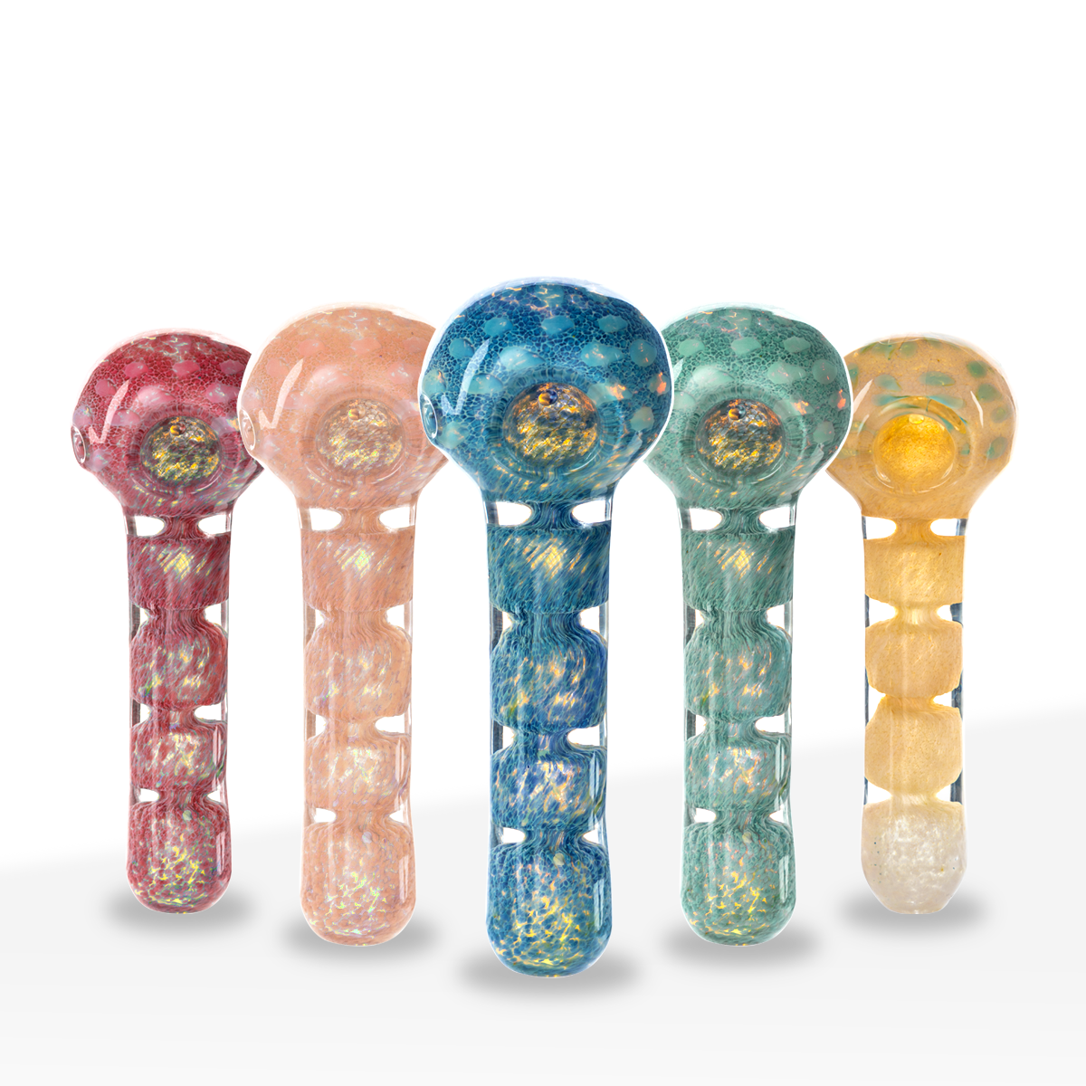 Hand Pipe | Heavy Fumed Hand Pipe w/ Frit | 4" - Glass - Assorted Colors - Biohazard Inc - Group