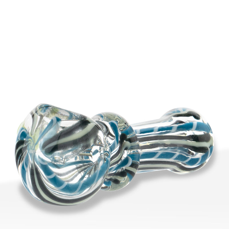 Hand Pipe | Classic Glass Spoon Striped Slyme Carb Hand Pipes | 3" - Glass -Assorted Colors