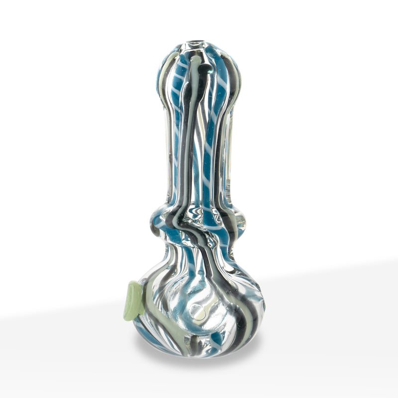 Hand Pipe | Classic Glass Spoon Striped Slyme Carb Hand Pipes | 3" - Glass -Assorted Colors