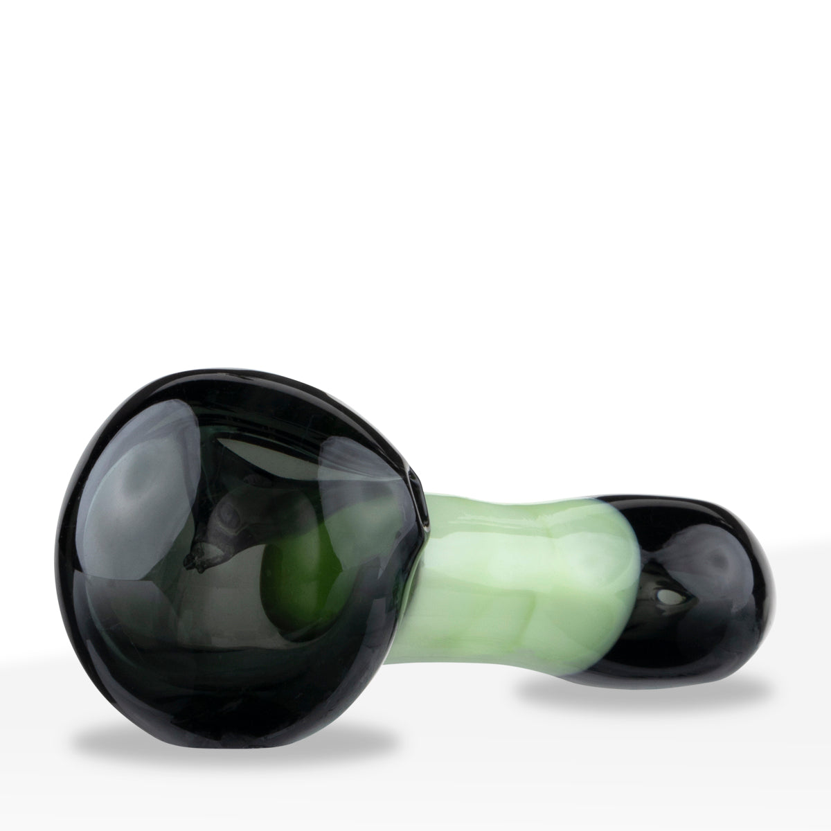 Hand Pipe | Bubble Glass Spoon Hand Pipe w/ Slyme Colors | 3.5" - Glass - Black