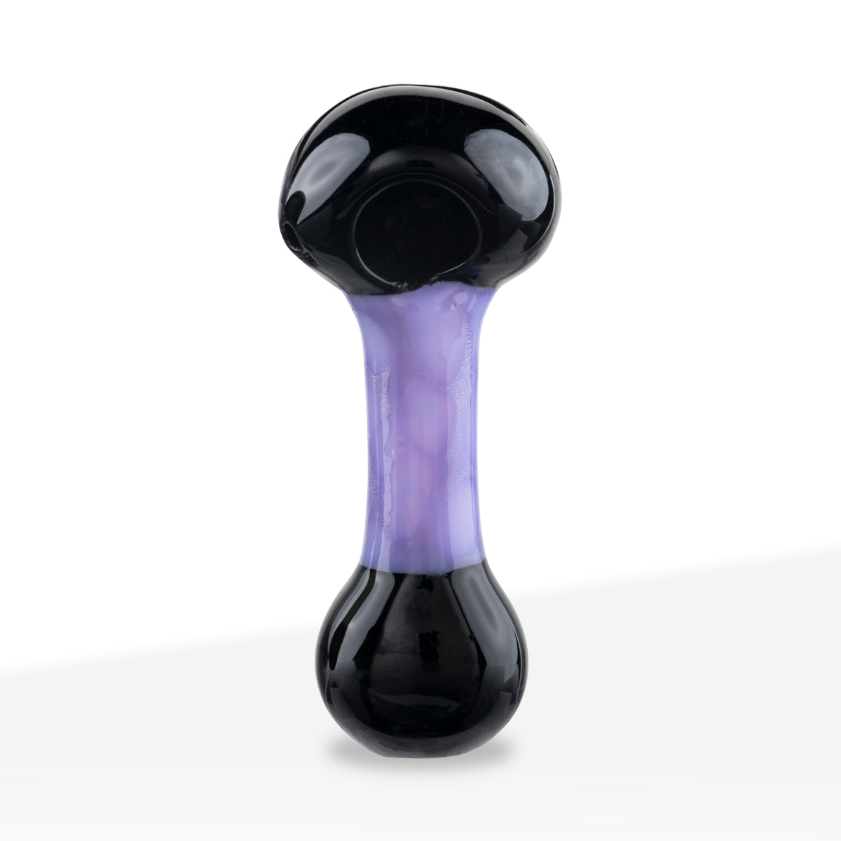 Hand Pipe | Bubble Glass Spoon Hand Pipe w/ Slyme Colors | 3.5" - Glass - Black