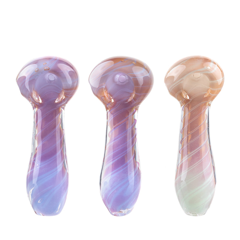 Hand Pipe | Classic Glass Spoon Slyme Swirl Hand Pipe | 3.5" - Glass - Various Packs