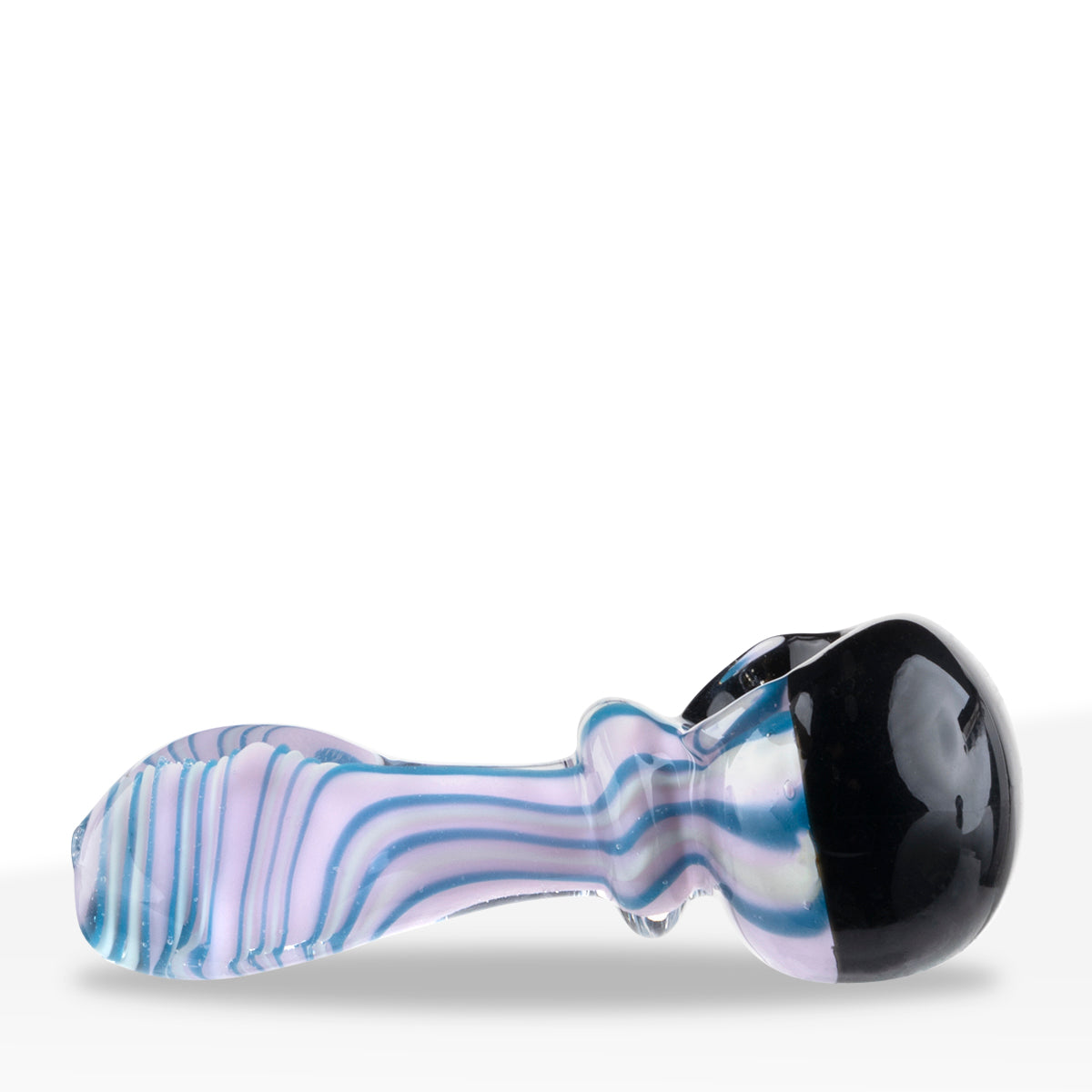 Hand Pipe | Classic Glass Spoon w/ Stripes Hand Pipe | 3.5" - Glass - Slyme Pink
