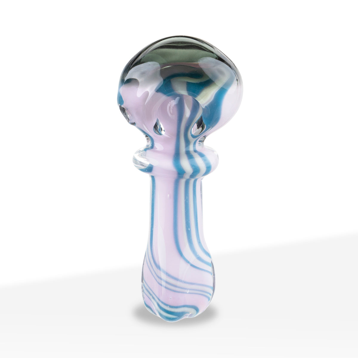 Hand Pipe | Classic Glass Spoon w/ Stripes Hand Pipe | 3.5" - Glass - Slyme Pink