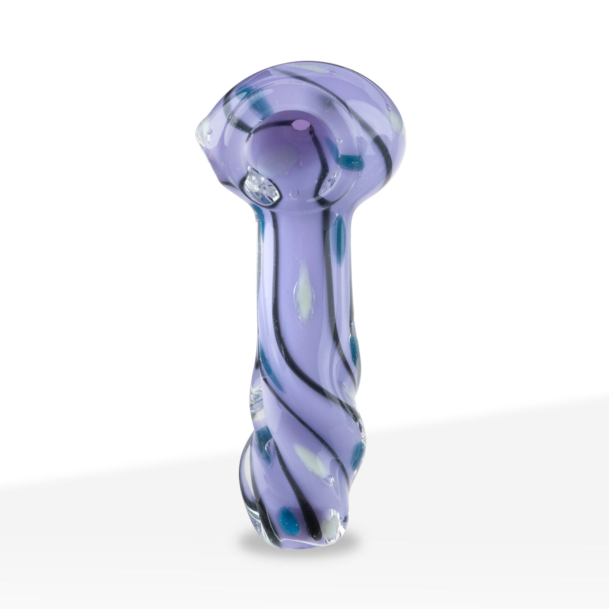 Hand Pipe | Classic Glass Spoon Slyme Lines + Dots Hand Pipe | 3.5" - Glass - 3 Count