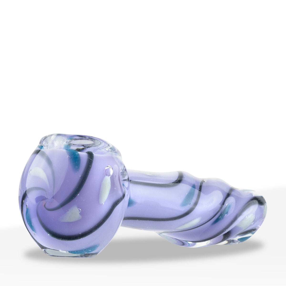 Hand Pipe | Classic Glass Spoon Slyme Lines + Dots Hand Pipe | 3.5" - Glass - 3 Count