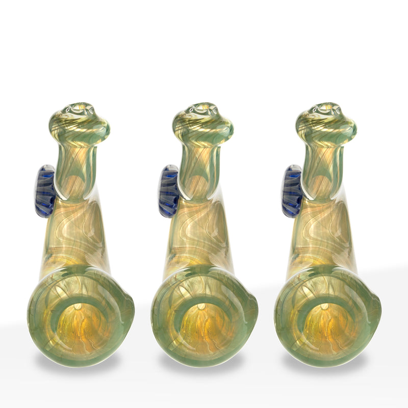 Hand Pipe | Sherlock w/ Flower Marble | 5" - Green/Blue - 3 Count