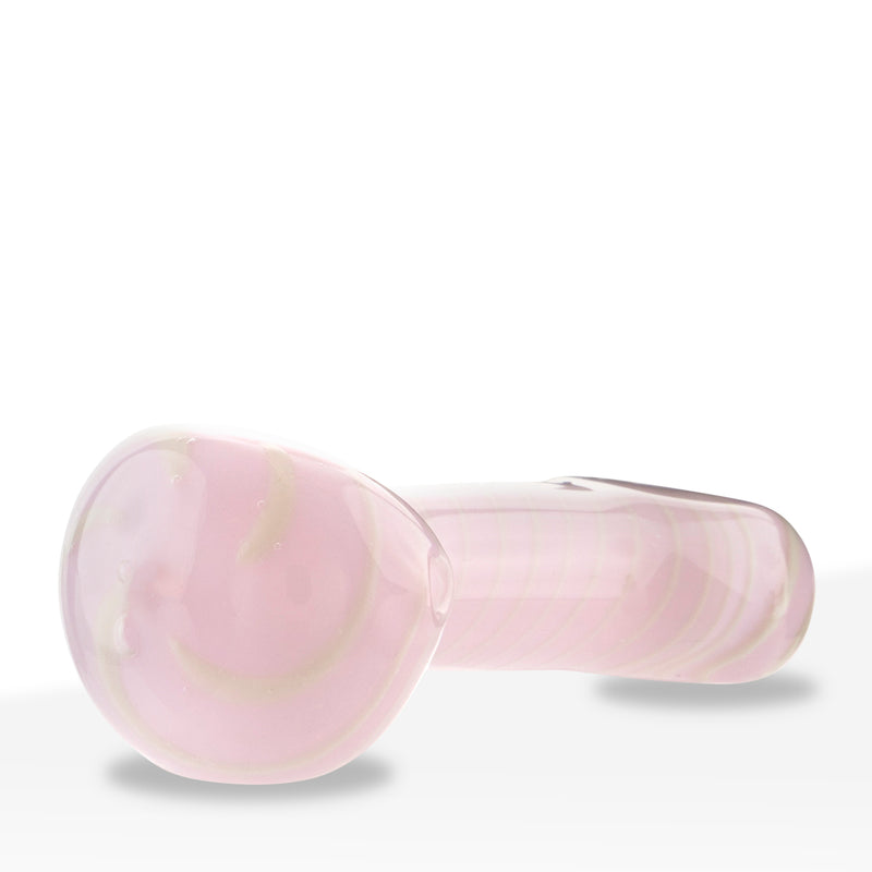 Hand Pipe | Classic Glass Spoon Slyme White Lined Hand Pipe | 3.5" - Glass - 6 Count