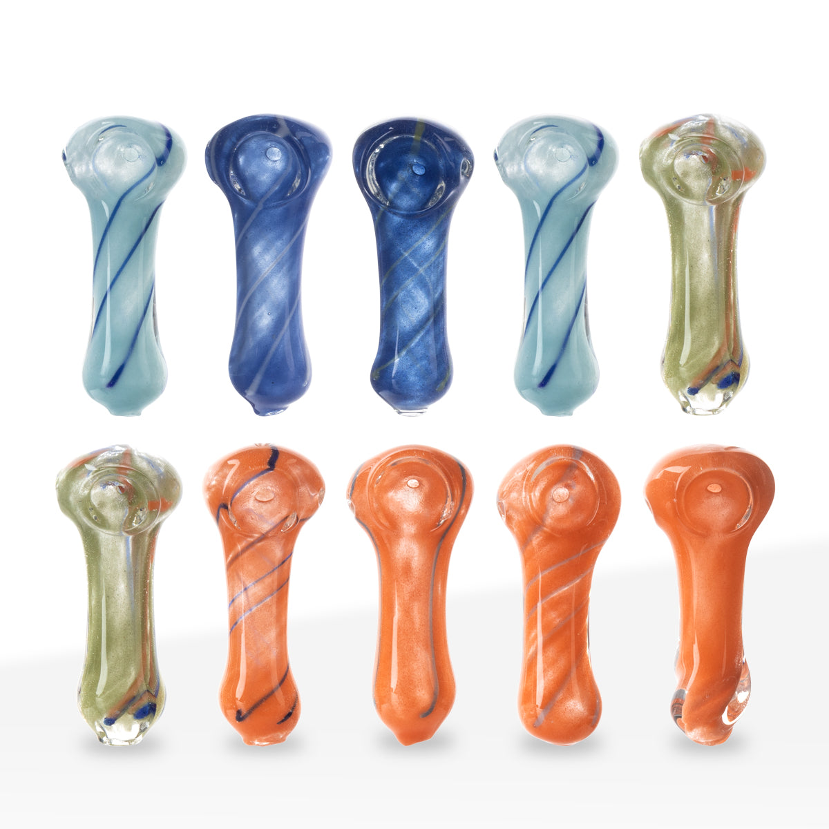 Hand Pipe | Assorted Frit Glass Hand Pipes |  2-3" - Glass - 10 Count