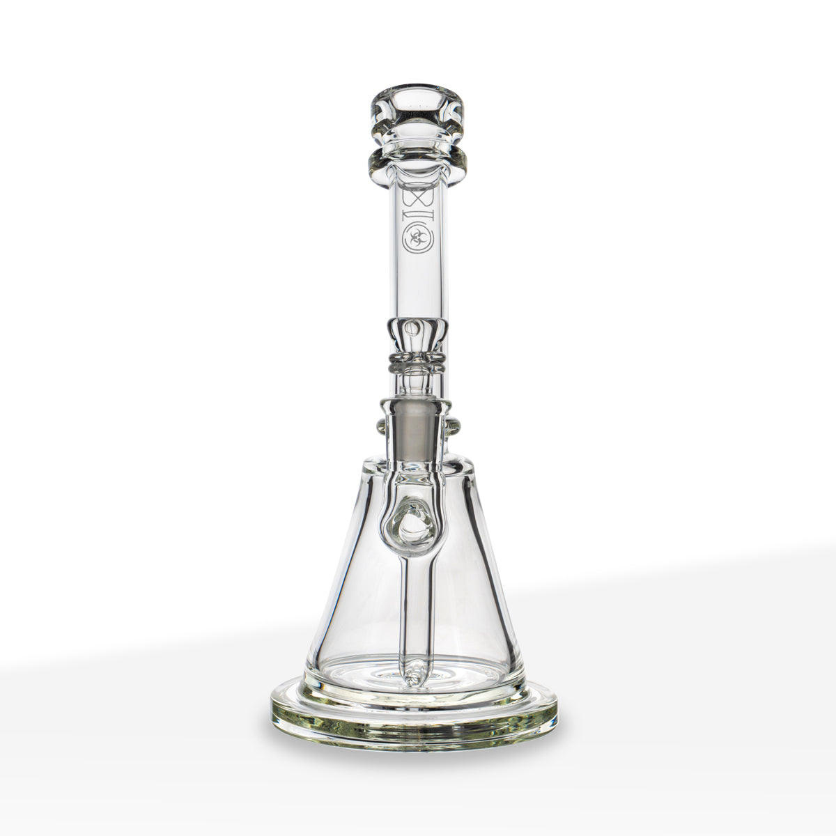 BIO Glass | Inline Stemless Banger Water Pipe | 8" - Clear - Biohazard Inc