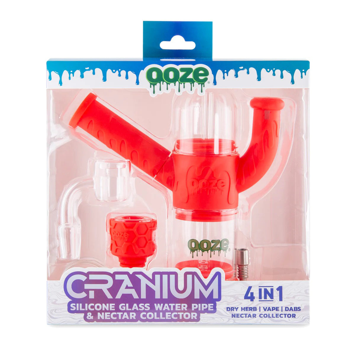 Ooze® | 4-in-1 Cranium Hybrid Silicone Nectar Collector & Water Pipe | Various Colors