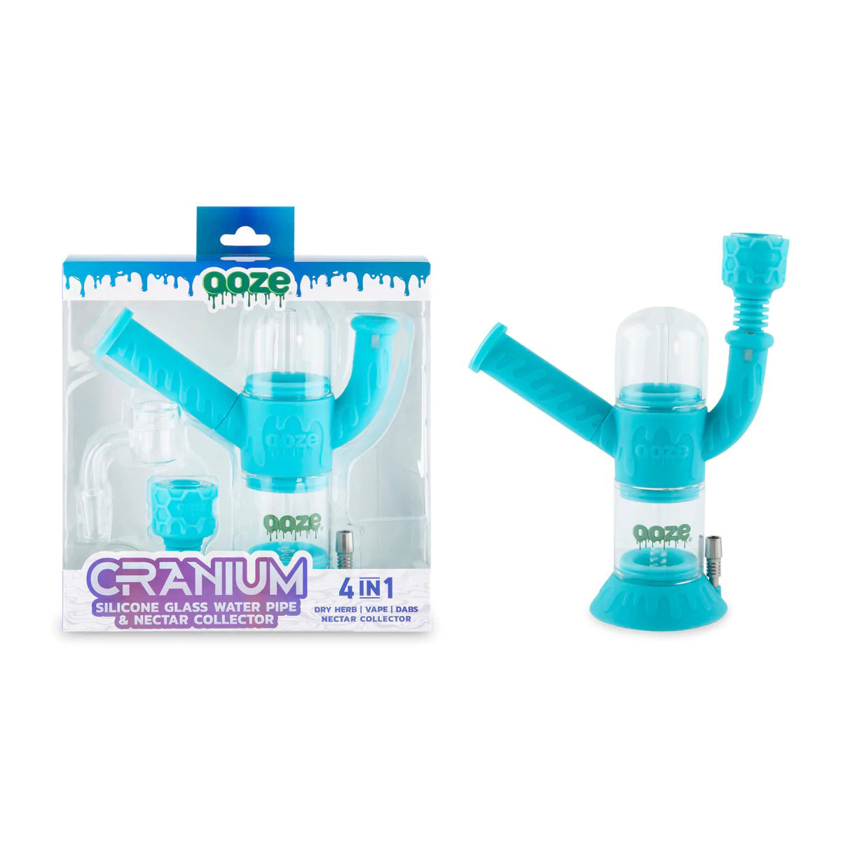 Ooze® | 4-in-1 Cranium Hybrid Silicone Nectar Collector & Water Pipe | Various Colors