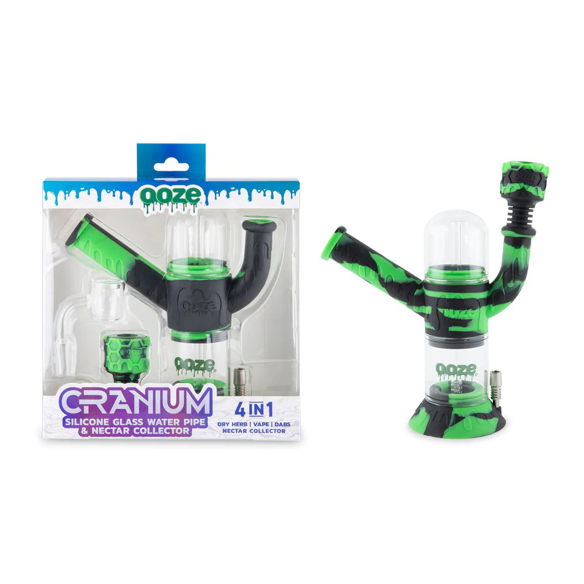 Ooze® | 4-in-1 Cranium Hybrid Silicone Nectar Collector & Water Pipe | Various Colors