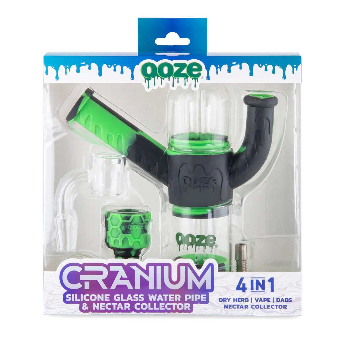 Ooze® | 4-in-1 Cranium Hybrid Silicone Nectar Collector & Water Pipe | Various Colors