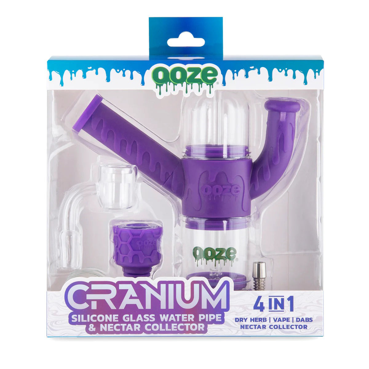 Ooze® | 4-in-1 Cranium Hybrid Silicone Nectar Collector & Water Pipe | Various Colors