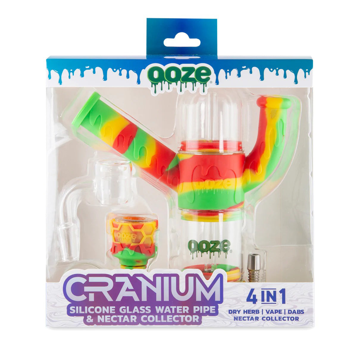 Ooze® | 4-in-1 Cranium Hybrid Silicone Nectar Collector & Water Pipe | Various Colors