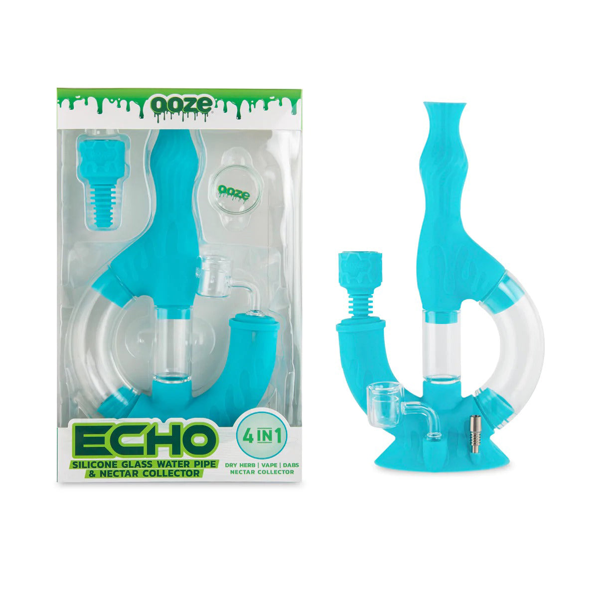 OOZE® | 4-in-1 ECHO Hybrid Silicone Nectar Collector & Water Pipe | Various Colors