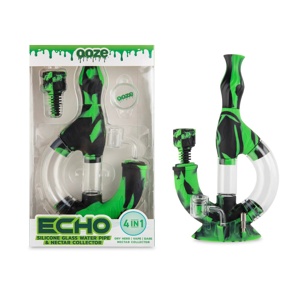 OOZE® | 4-in-1 ECHO Hybrid Silicone Nectar Collector & Water Pipe | Various Colors