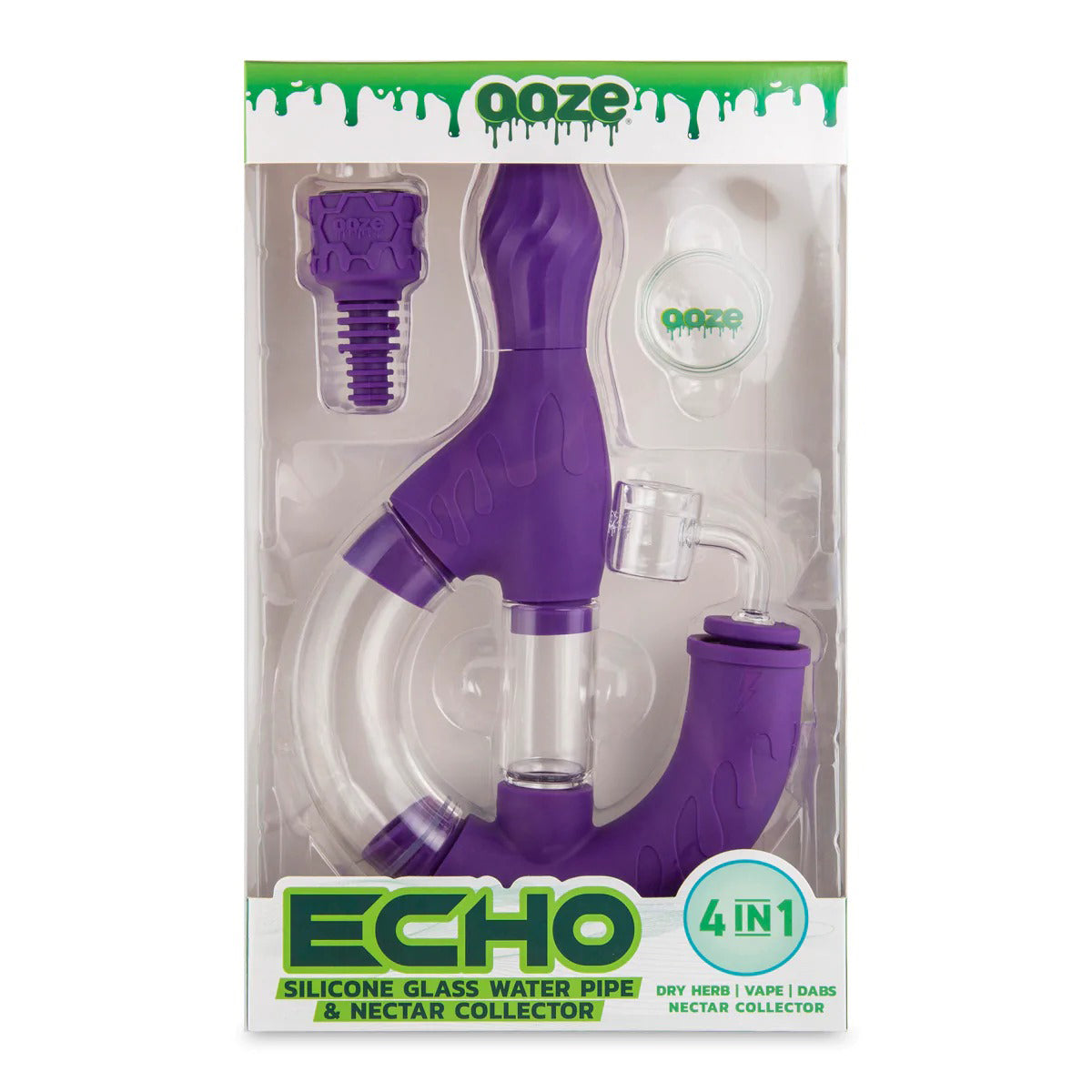 OOZE® | 4-in-1 ECHO Hybrid Silicone Nectar Collector & Water Pipe | Various Colors