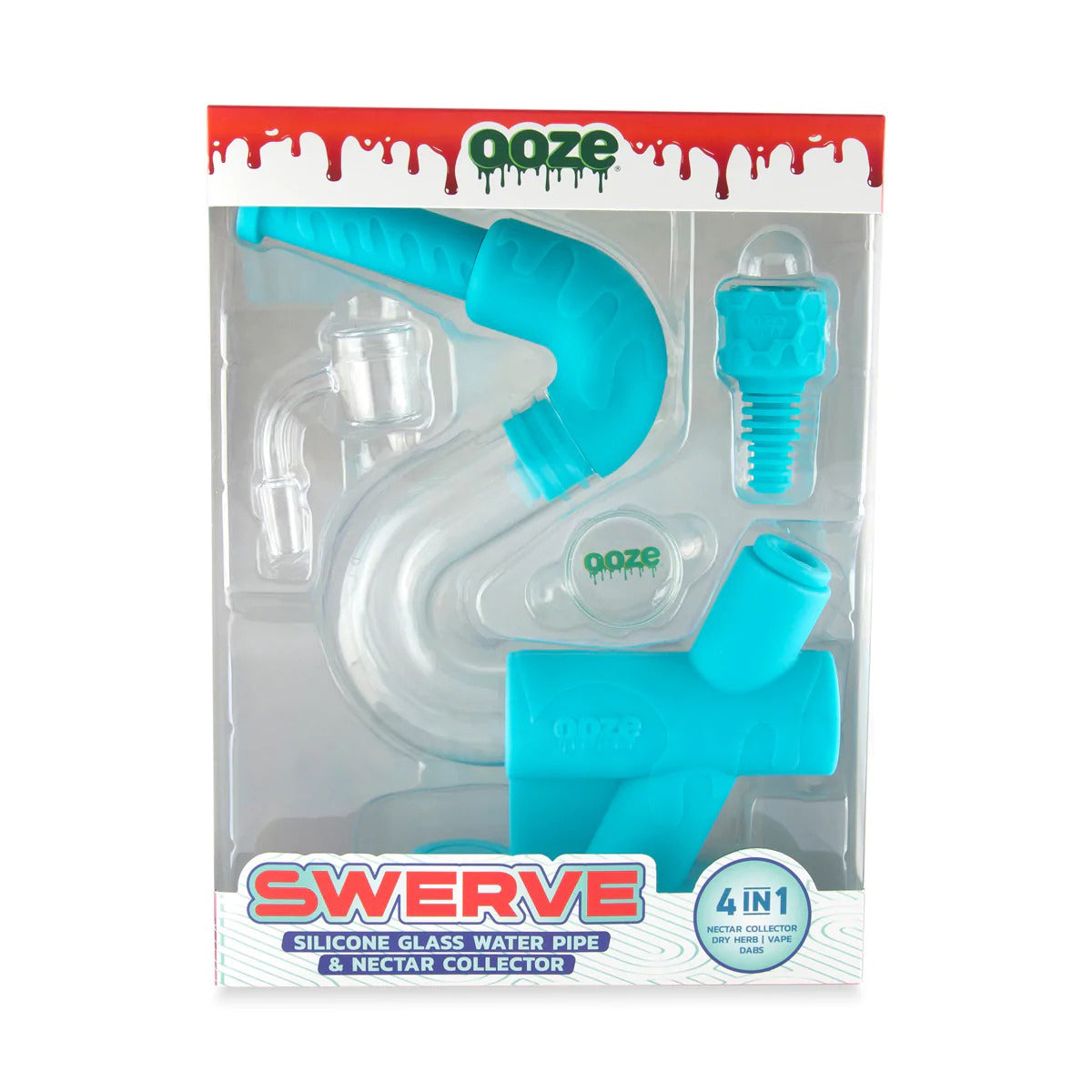 Ooze® | 4-in-1 Swerve Hybrid Silicone Nectar Collector & Water Pipe | Various Colors