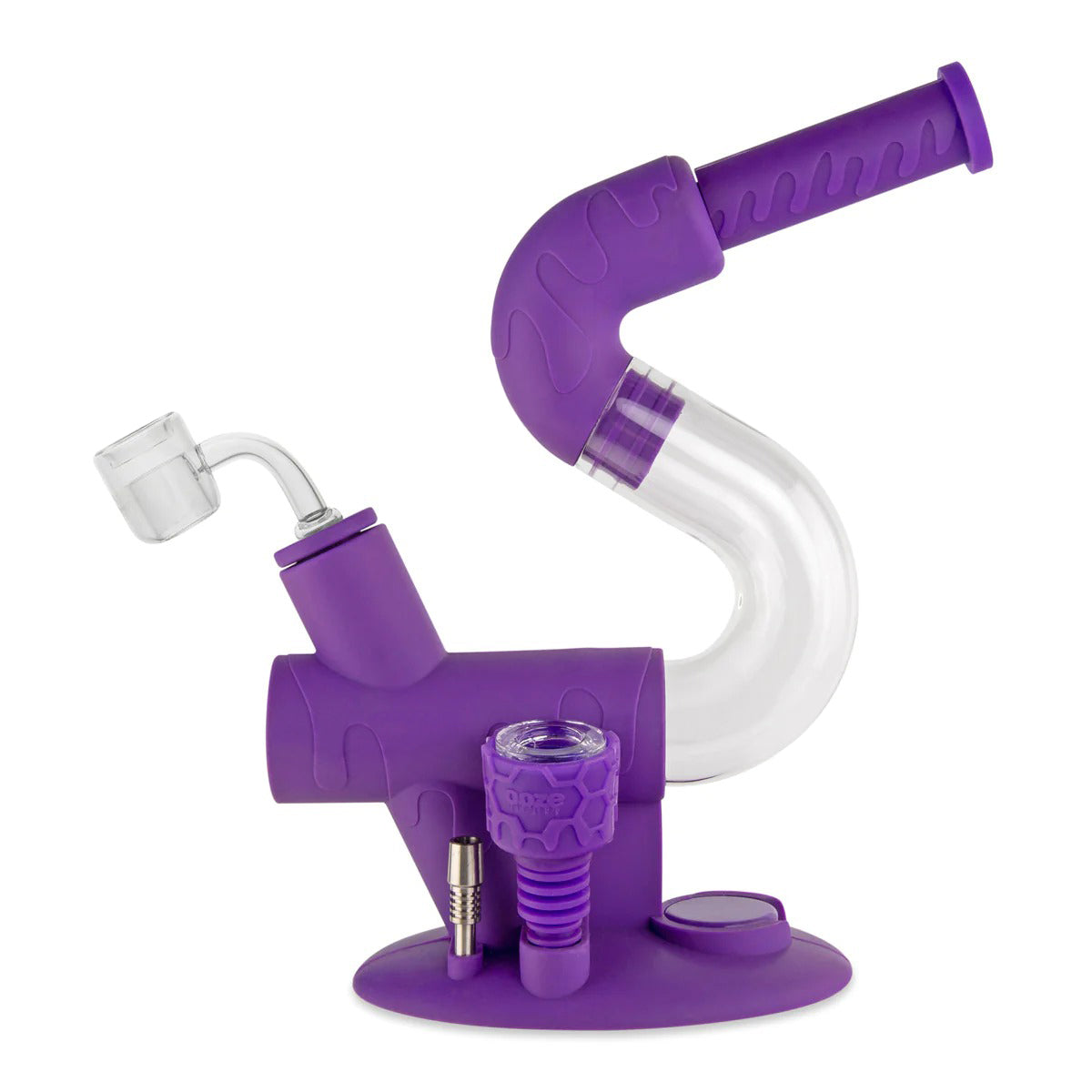 Ooze® | 4-in-1 Swerve Hybrid Silicone Nectar Collector & Water Pipe | Various Colors