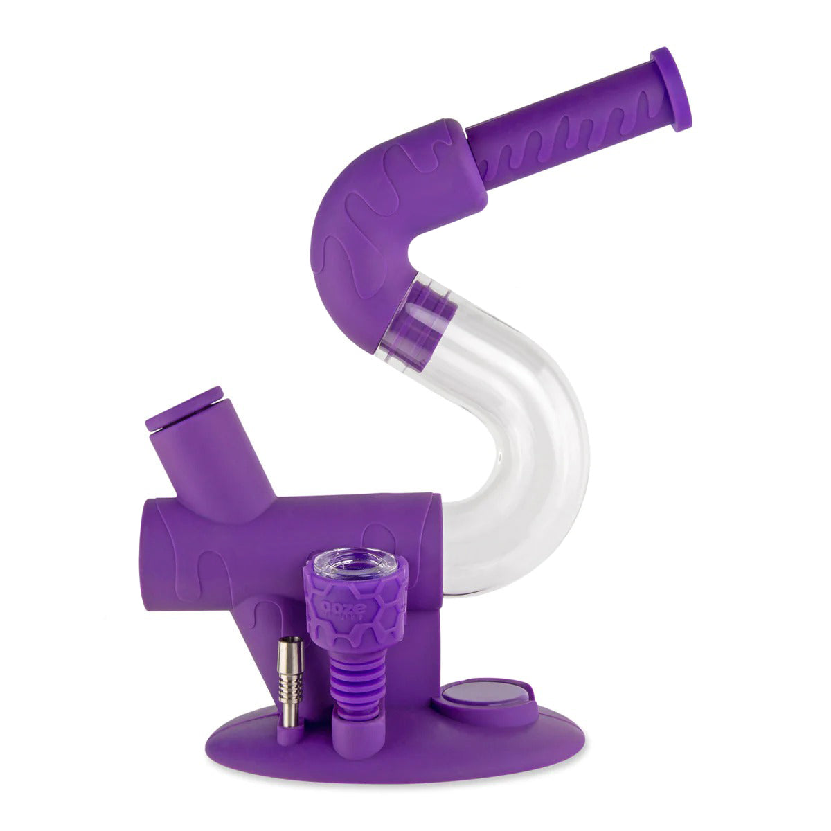 Ooze® | 4-in-1 Swerve Hybrid Silicone Nectar Collector & Water Pipe | Various Colors