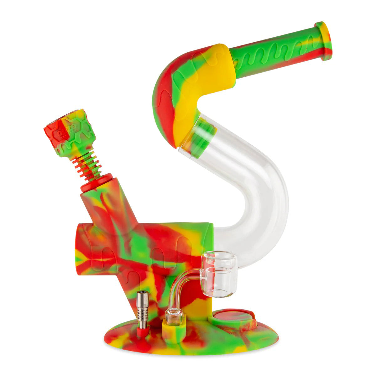 Ooze® | 4-in-1 Swerve Hybrid Silicone Nectar Collector & Water Pipe | Various Colors