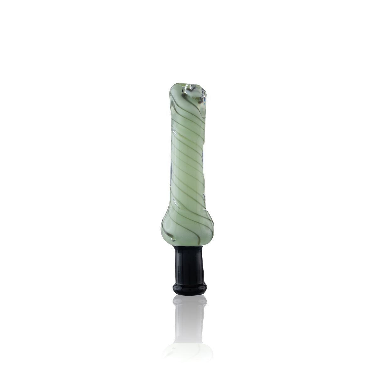 Nectar Collector | Pocket Glass Hand Straw w/ Quartz Tip | 4" - 10mm - Lime Green Spirals