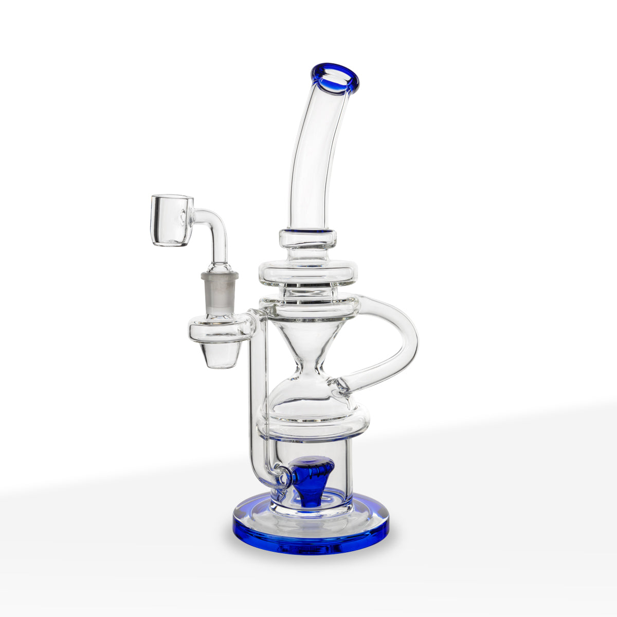 Dab Rig | Hourglass Rig with Perc | 11" - Glass - Various Colors - Biohazard Inc - Blue