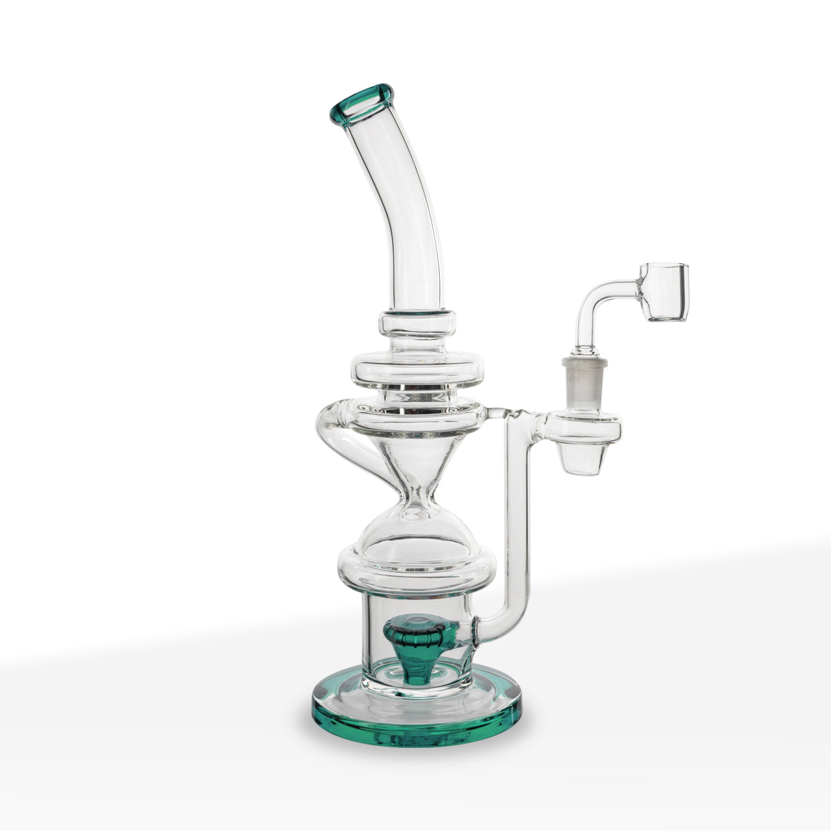 Dab Rig | Hourglass Rig with Perc | 11" - Glass - Various Colors - Biohazard Inc - Teal