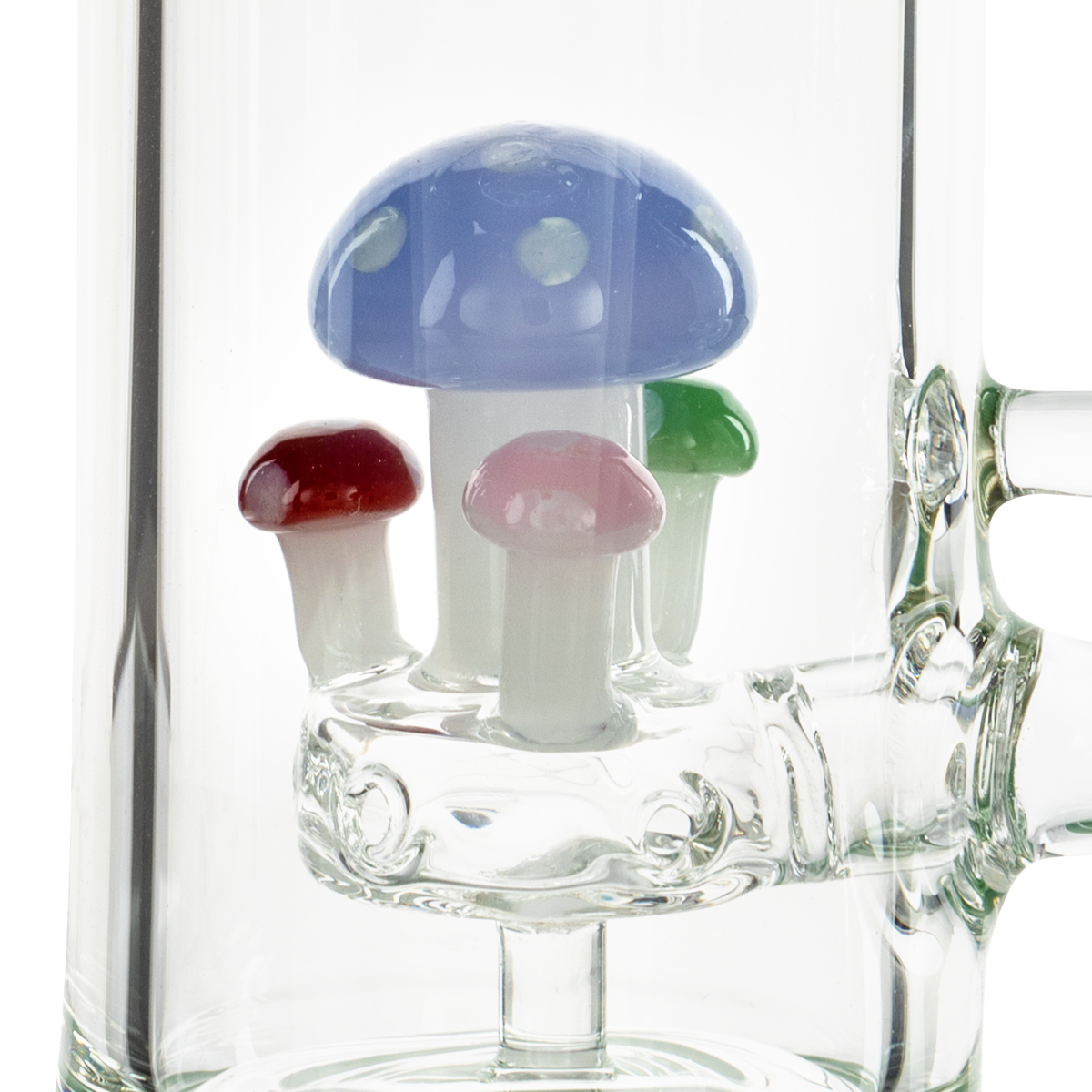 Dab Rig | Color Trim Rig with Mushroom Perc | 7" - Glass - Various Colors - Biohazard Inc - Jade Green - Milk Blue - Mushroom Percolator
