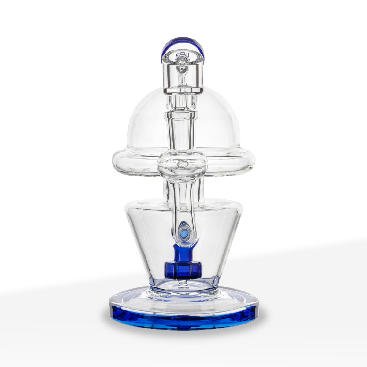 Dab Rig | Dome Rig with Showerhead Perc | 7" - Glass - Various Colors - Biohazard Inc - Blue