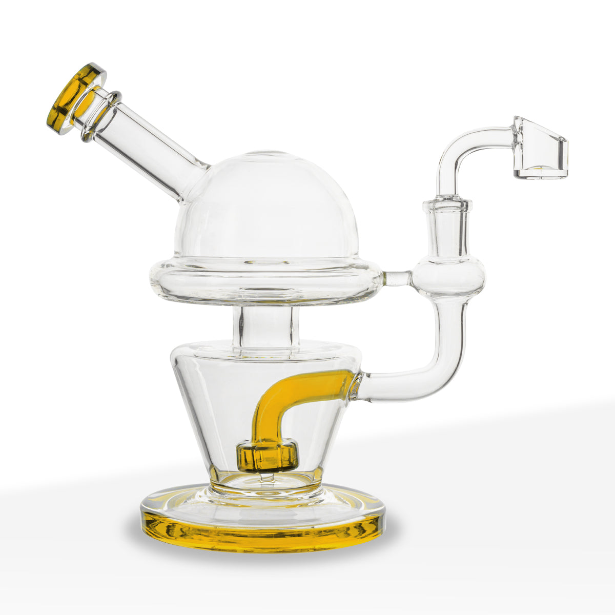 Dab Rig | Dome Rig with Showerhead Perc | 7" - Glass - Various Colors - Biohazard Inc - Gold